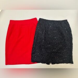 Norton McNaughton Red and Black Lace Skirts